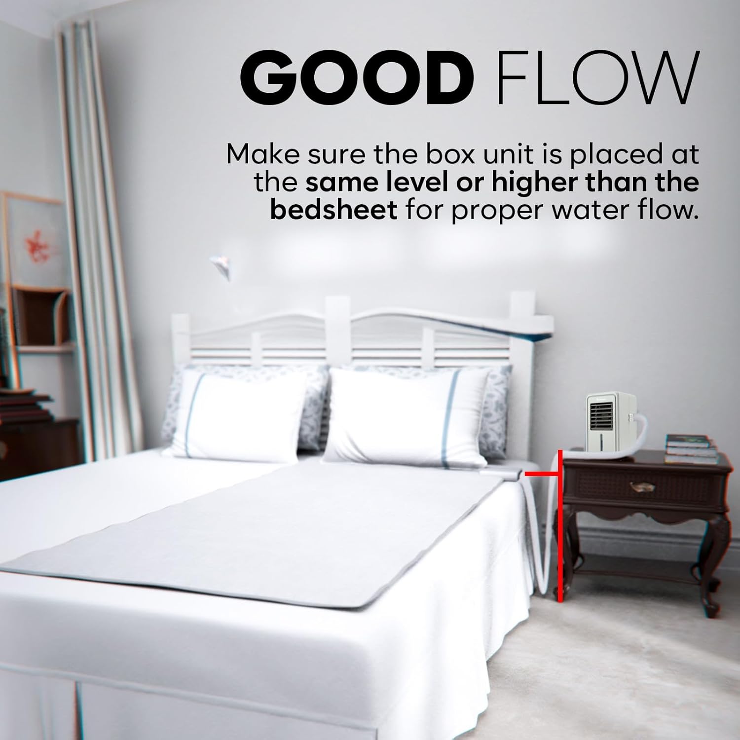Adamson B10 Gray Bed Cooling System - Twin 75” L x 39” W - New 2024-100% Cotton Mattress Cooling Bed Pad for Night Sweats - Water Bed Cooler Ideal for Hot Sleepers - 5-Year Warranty