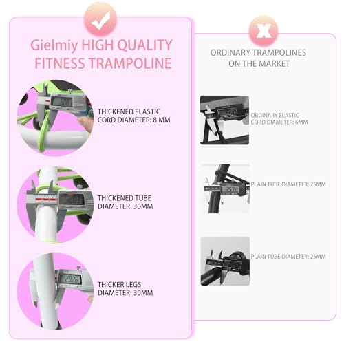 48'' Fitness Trampoline with Adjustable Handle Bar, Silent Trampoline Bungee Rebounder Jumping Cardio Trainer Workout for Adults - Max Limit 330 lbs