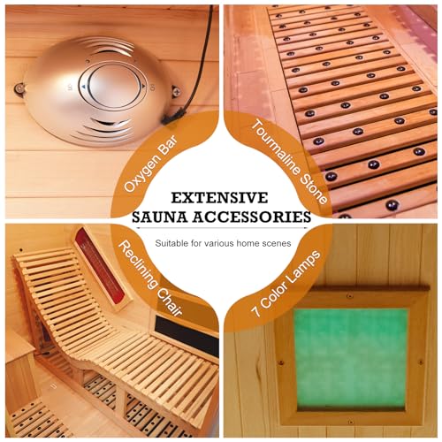 2 Person Portable Infrared Sauna, Oversize Full Body Home Sauna Spa for Relaxation & Detox, Dry Heated Saunas Tent with Remote Control, 2 Foldable Sauna Chairs(L 47.24" x W 35.43" x H 62.99")