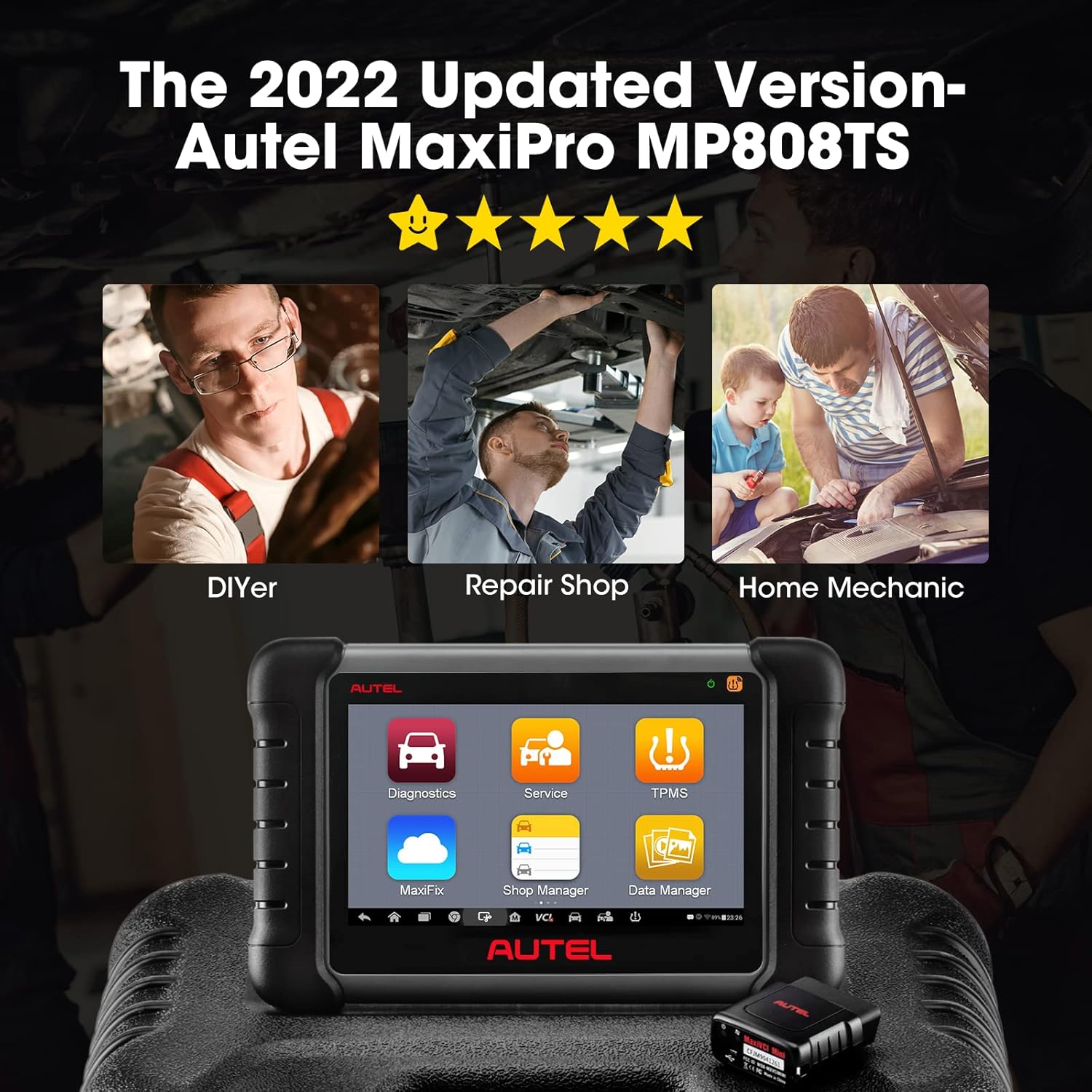 Autel MaxiPRO MP808TS Diagnostic Scanner: 2022 Auto Scan Tool for All Cars with 30+ Special Service, Comprehensive TPMS Solutions, Full Diagnostic Functions Updated of MP808/DS808/MP808K/MS906 with BT
