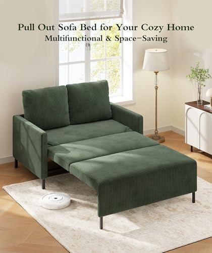 Sleeper Sofa Chair, 3 in 1 Convertible Sleeper Chair with Adjustable Backrest, 32" Pull Out Couch Bed 400lbs Support, Comfy Velvet Small Sofa Bed for Small Space with Pillow & 2 Pockets, Blue