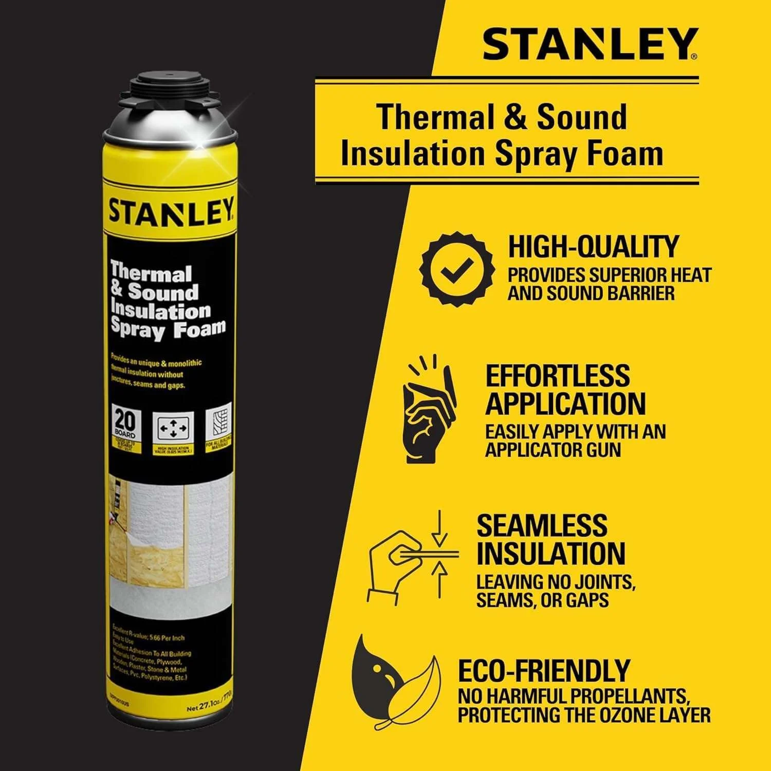 Stanley Supercoat Spray Foam Insulation Kit - Closed Cell, 240 Board feet, 27.1 oz, 12 Pack + Complete Set - Curated Treasures Market