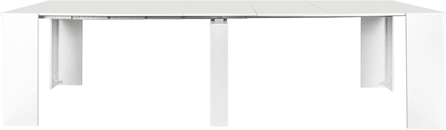 118" Wooden Expandable Dining Table for 8-12 Person, Multifunctional Extendable Console Desk, Large Rectangle Office Conference Meeting&Table, White