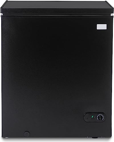3.5 Cu Ft Chest Freezer, Compact Freezer with 7 Level Adjustable Temperature,Top Open Door Freezer with Removable Storage Basket,Energy Saving Deep Freezer, Black