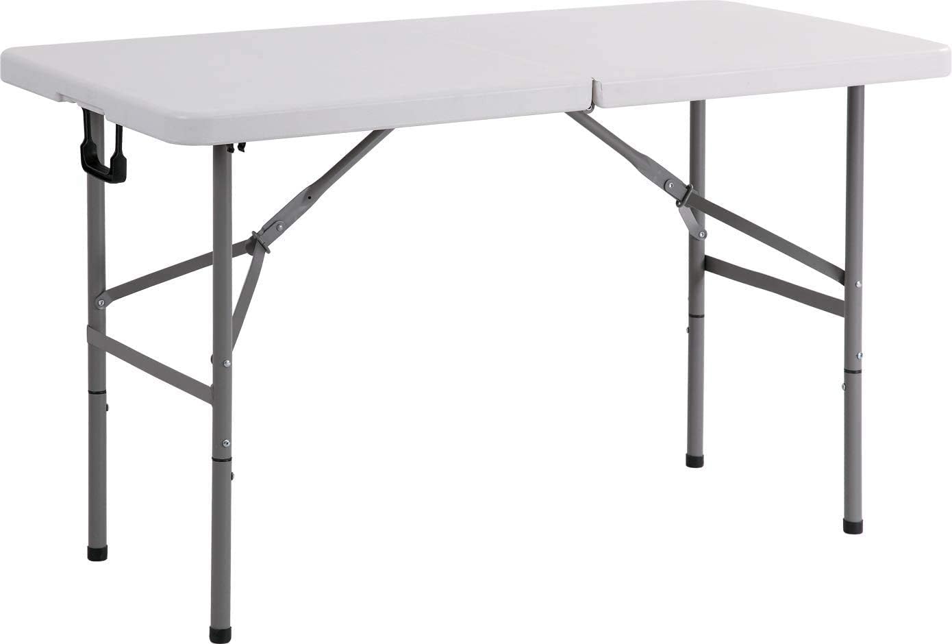 New Home Era Folding Utility Table, 4ft Fold-in-Half Portable Plastic Picnic Party Dining Camp Table