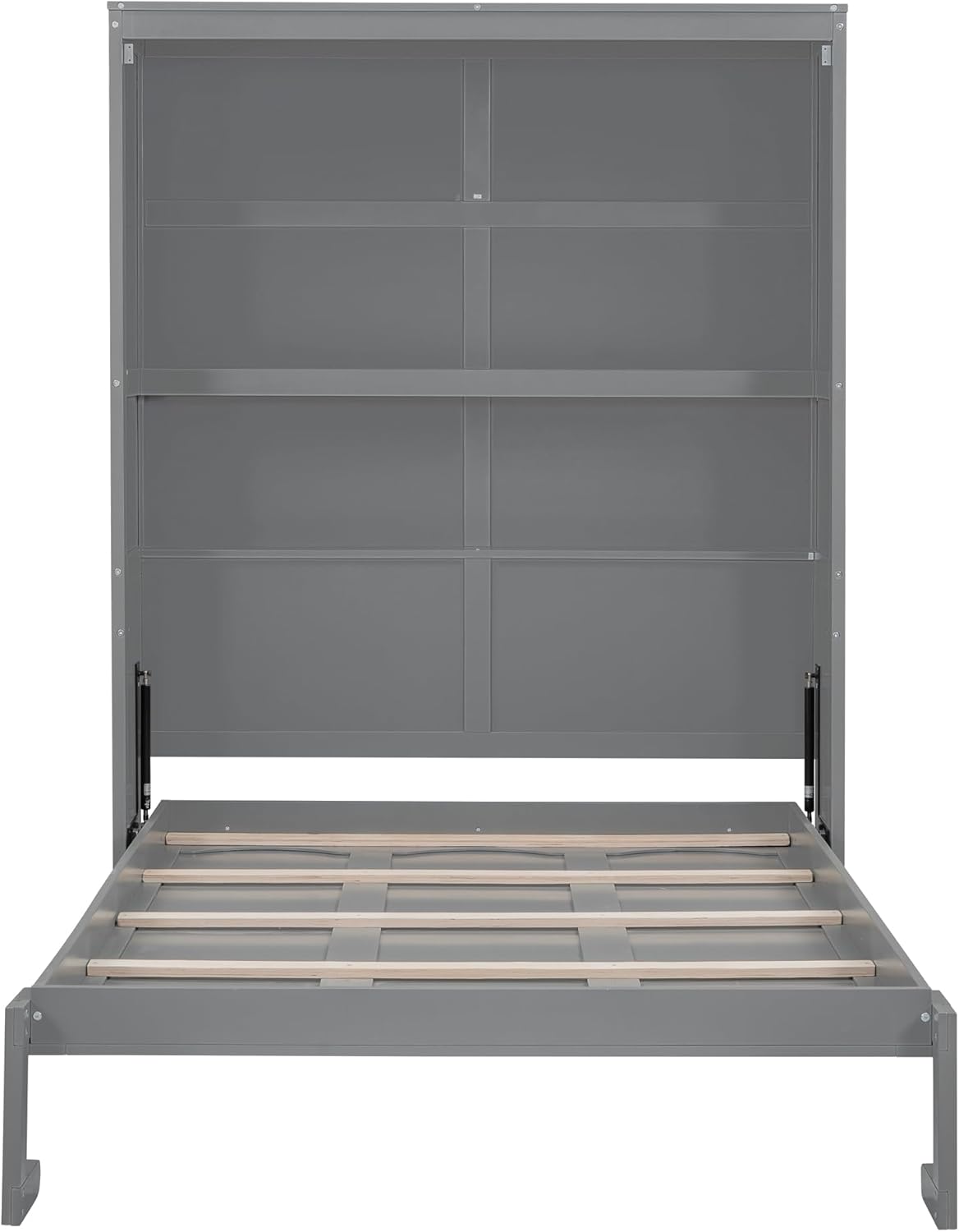Bellemave Murphy Bed Full Size, Cabinet Bed Frame with Storage Shelves, Modern Wood Foldable Wall Bed for Home Office Studio, Gray