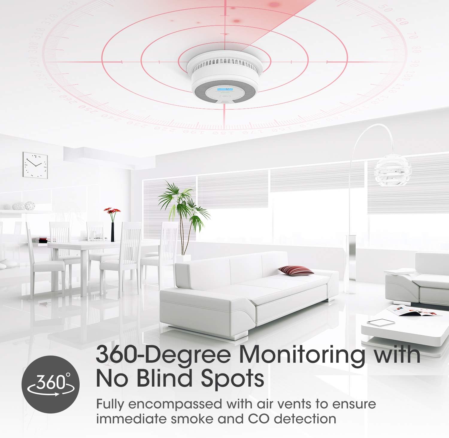 X-Sense Wireless Interconnected Combination Smoke and Carbon Monoxide Detector with LCD Display & 10-Year Battery, Over 820 ft Transmission Range, SC07-W, Pack of 6