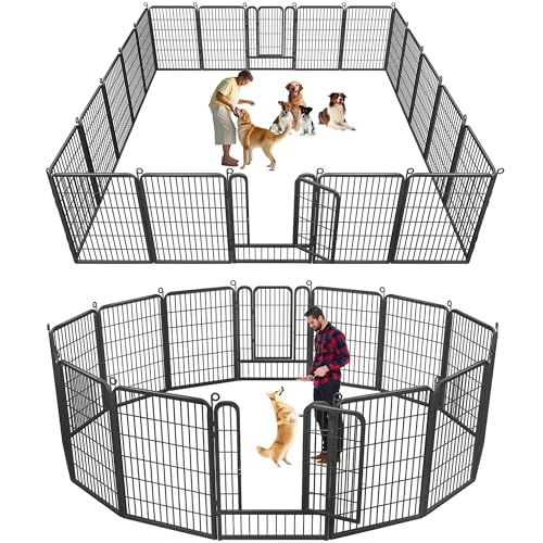Dog Playpen, 32inch 10 Panels Outdoor Dog Fence Indoor Dog Pen Anti-Rust Pet Puppy Pen Dog Exercise Pen with Lock for Medium Small Dogs, Portable Pet Fence for Yard RV Camping