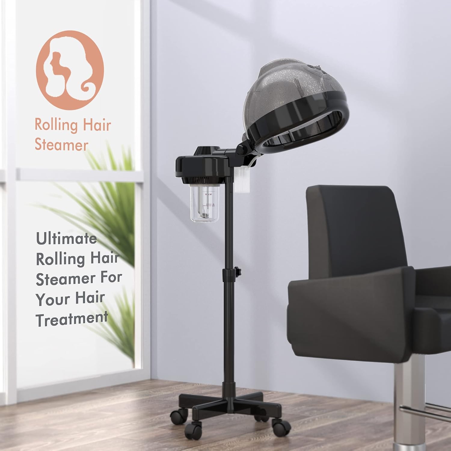 TASALON Standing Hair Steamer for Deep Conditioning - Hooded Hair Steam Cap for Natural, Dyed Hair - Professional Steamer for Hydration, Dry Hair Treatment-Heated Micro Mist Steamer for Spa, Home Use