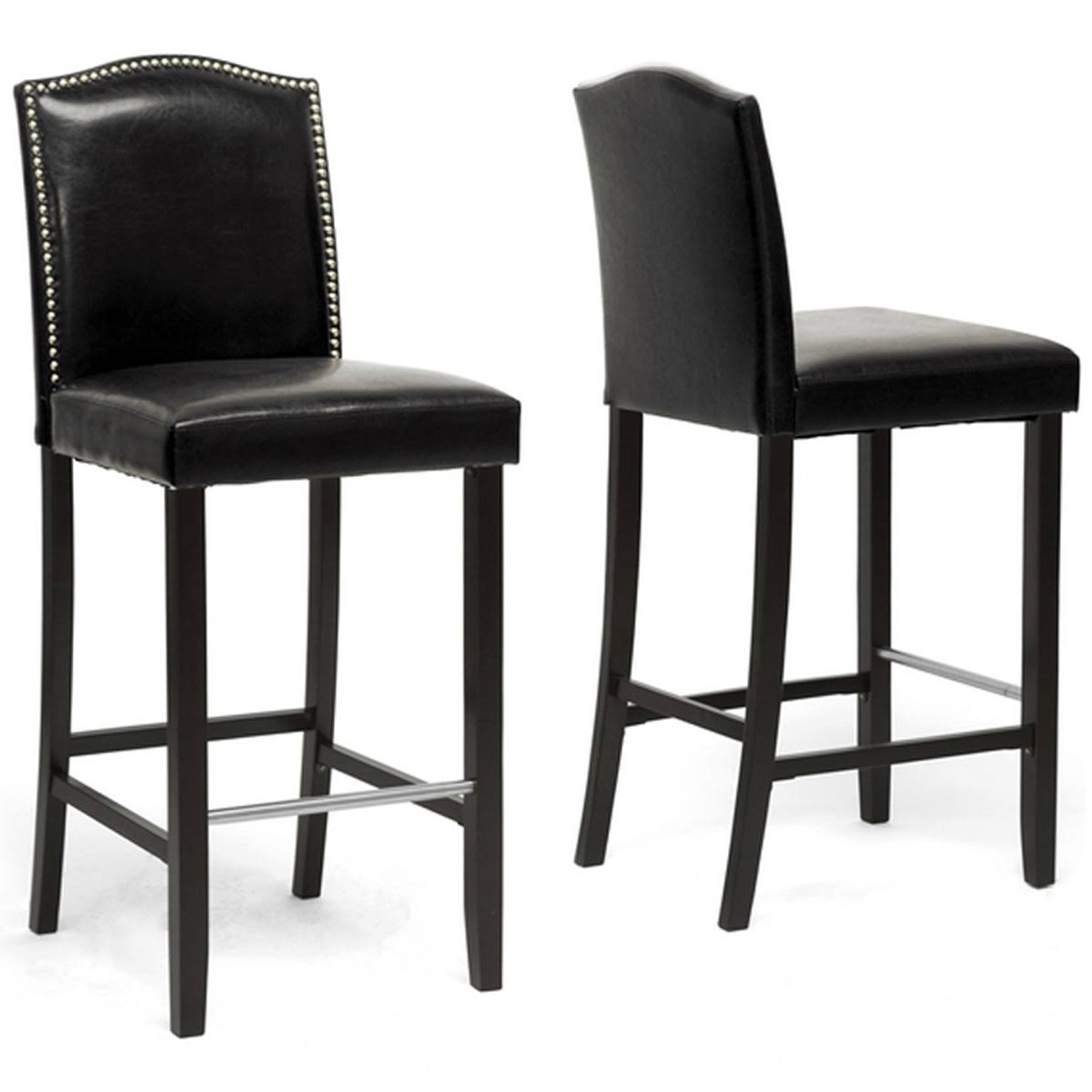 Baxton Studio Libra White Modern Bar Stool with Nail Head Trim (Set of 2)