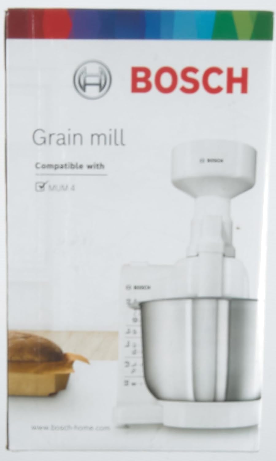 Bosch Grinder for Grinding Cereals Attachment for Food Processor MUZ4GM3, 14.4 x 16 x 22.2 cm, White