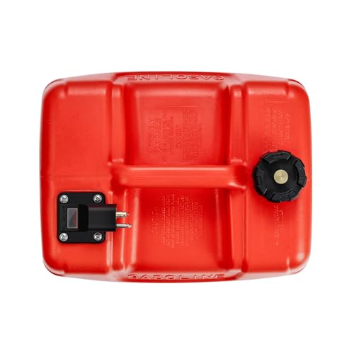 VEVOR Boat Marine Fuel Tank, 12 Gallon/55L, Portable Fuel Gas Tank for Outboard Engine Boats, Plastic Outboard Marine Boat Fuel Tank with Hose, Easy to Carry for Yacht, Fishing Boat, Deck Boat, Red