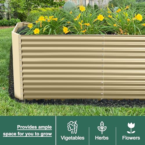 Land Guard 8x4x3ft Rectangular Galvanized Raised Garden Beds, 36" Tall Large-Capacity Metal Planter Box Outdoor, Durable Deep Raised Garden Bed, Raised Beds for Gardening Vegetables, Classic Silver
