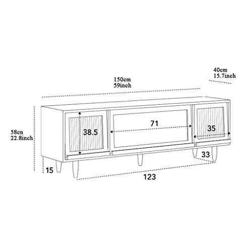 Tv Stand Unit for Gaming Entertainment Center, Universal Corner Cabinet Table Solid Wood, for Salon Bedroom Living Room 59 * 15.7 * 22.8 Inches (Wood 59 * 15.7 * 22.8 inches)