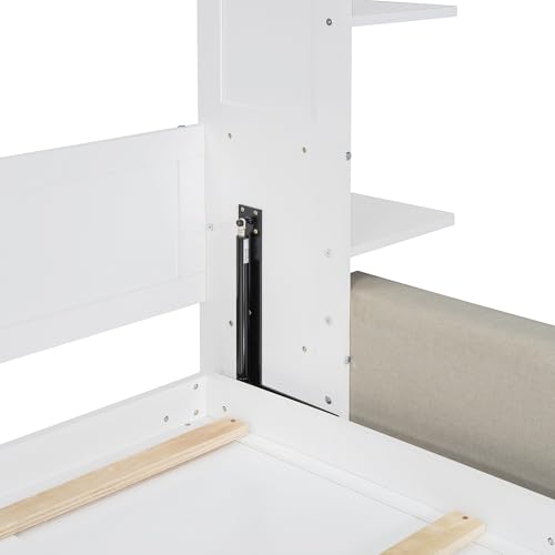 Polibi Queen Size Murphy Bed - Multi-Functional Wall Bed with Sofa Cushion, Folds into Cabinet, Ideal for Guest Room/Home Office/Gym, Gray