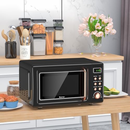 Nightcore Countert Retro Microwave Oven, Large 0.7Cu.ft, 700-Watt, Cold Rolled Steel Countertop with Time Setting, Glass Turntable Plate, Pre-Programmed Cooki, 18"(L)×14"(W)×10"(H), Green