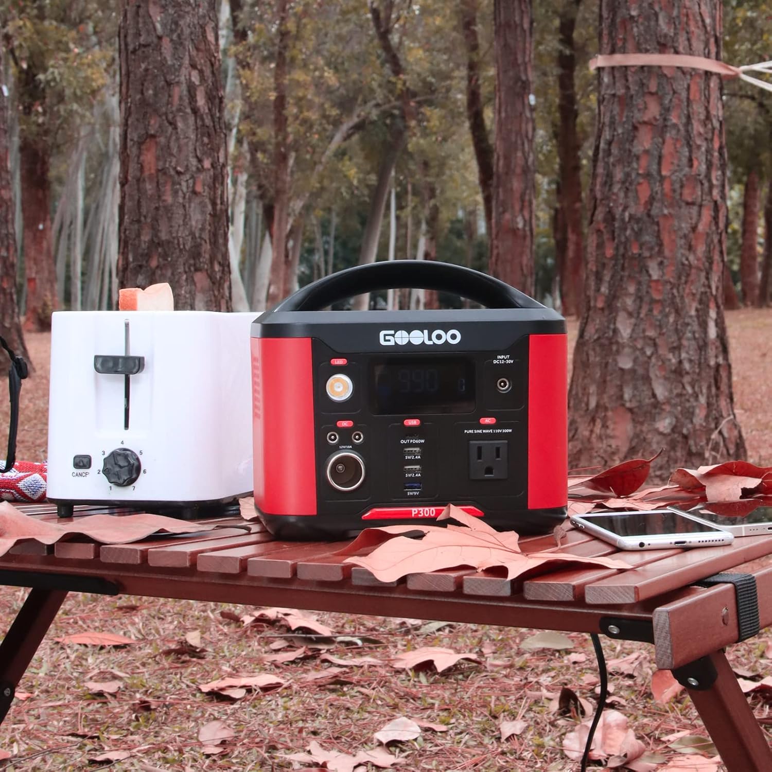 GOOLOO Portable Power Station P600, 626Wh Outdoor Generator with 110V/600W (Peak 1200W) AC Outlets & LED Flashlight, SuperSafe Backup Lithium Battery for Outdoor RV/Van Camping, Emergency