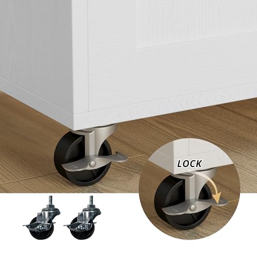 IRONCK Rolling Kitchen Island Table on Wheels with Drop Leaf, Storage Cabinet, Drawer, Spice/Towel Rack, Kitchen Cart, 47.25" Wide Black