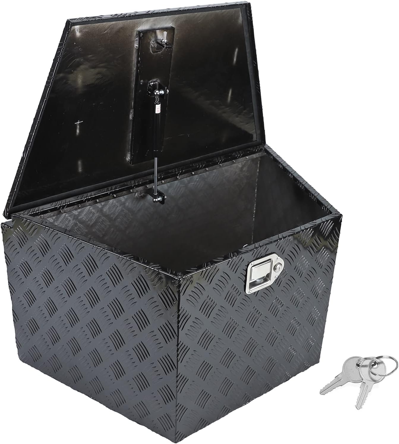 18X17X17.75 Black Aluminum 5 Bar Tread Tool Box Truck Car Outdoor Trailer Pickup Underbody Toolbox,RV Storage Organizer，Underbed Tools Organizer W/Lock Latch w/Keys