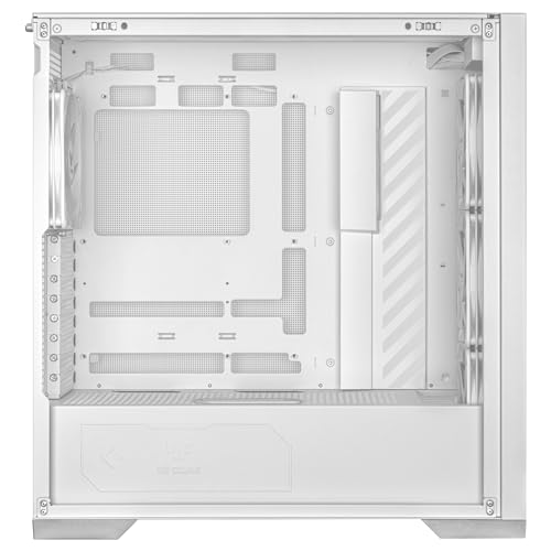 ASUS TUF Gaming GT302 ARGB ATX Mid-Tower PC Case – Four 140 x 28 mm ARGB Fans for High Airflow, Interchangeable Tempered Glass or Mesh Side Panels, Supports BTF Hidden-Connector Motherboards | White