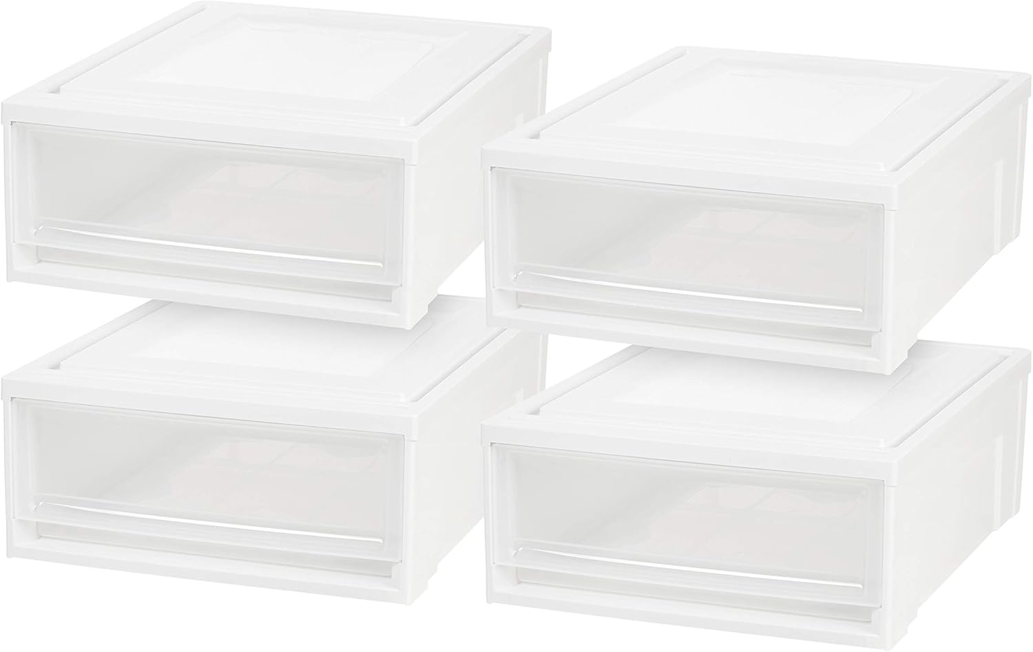 IRIS USA, Inc. 591059 IRIS USA, BC-500S, Shallow Box Chest Drawer, 4 Pack, White, 22 Quart