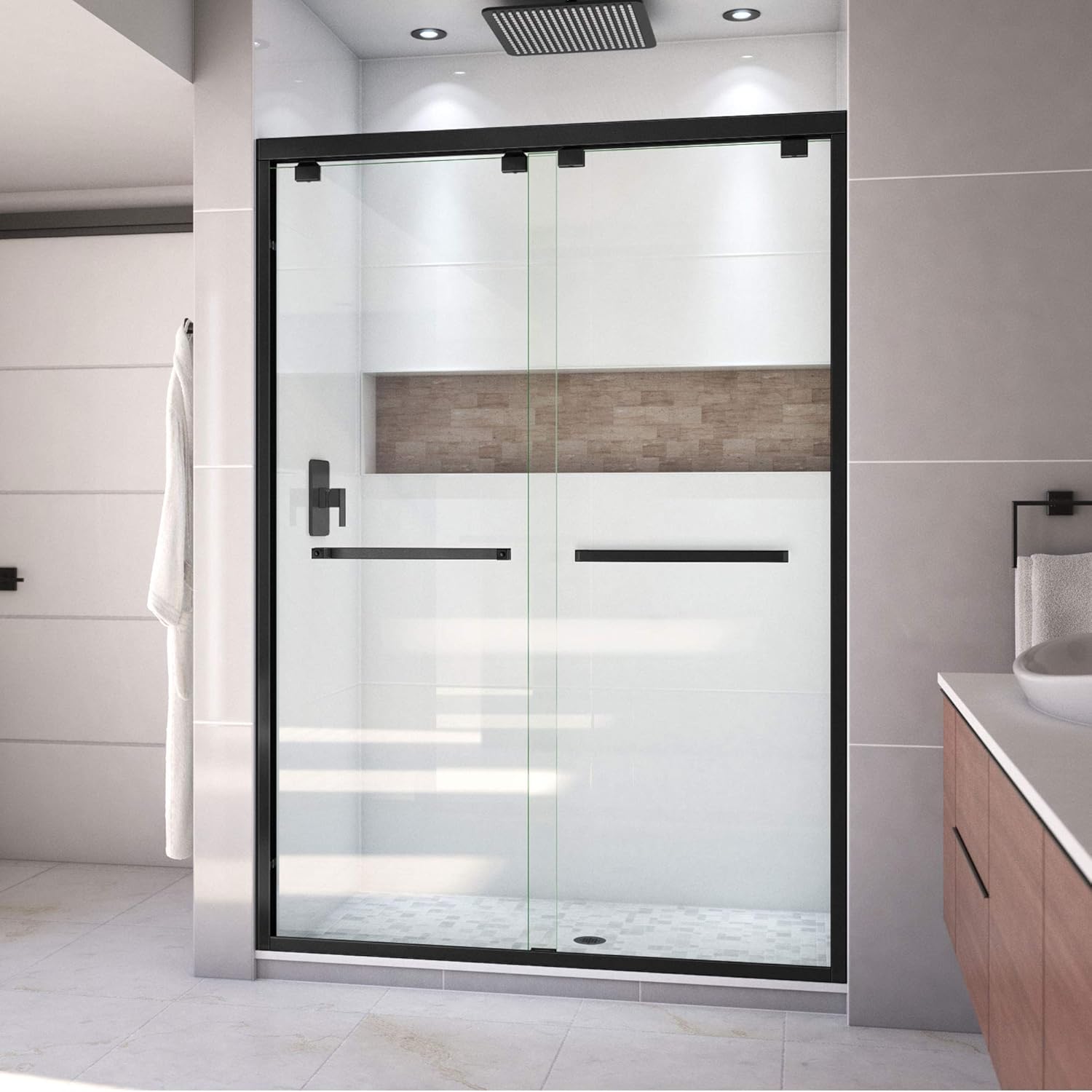 DreamLine Encore 50-54 in. W x 76 in. H Semi-Frameless Bypass Shower Door in Satin Black, SHDR-1654760-09