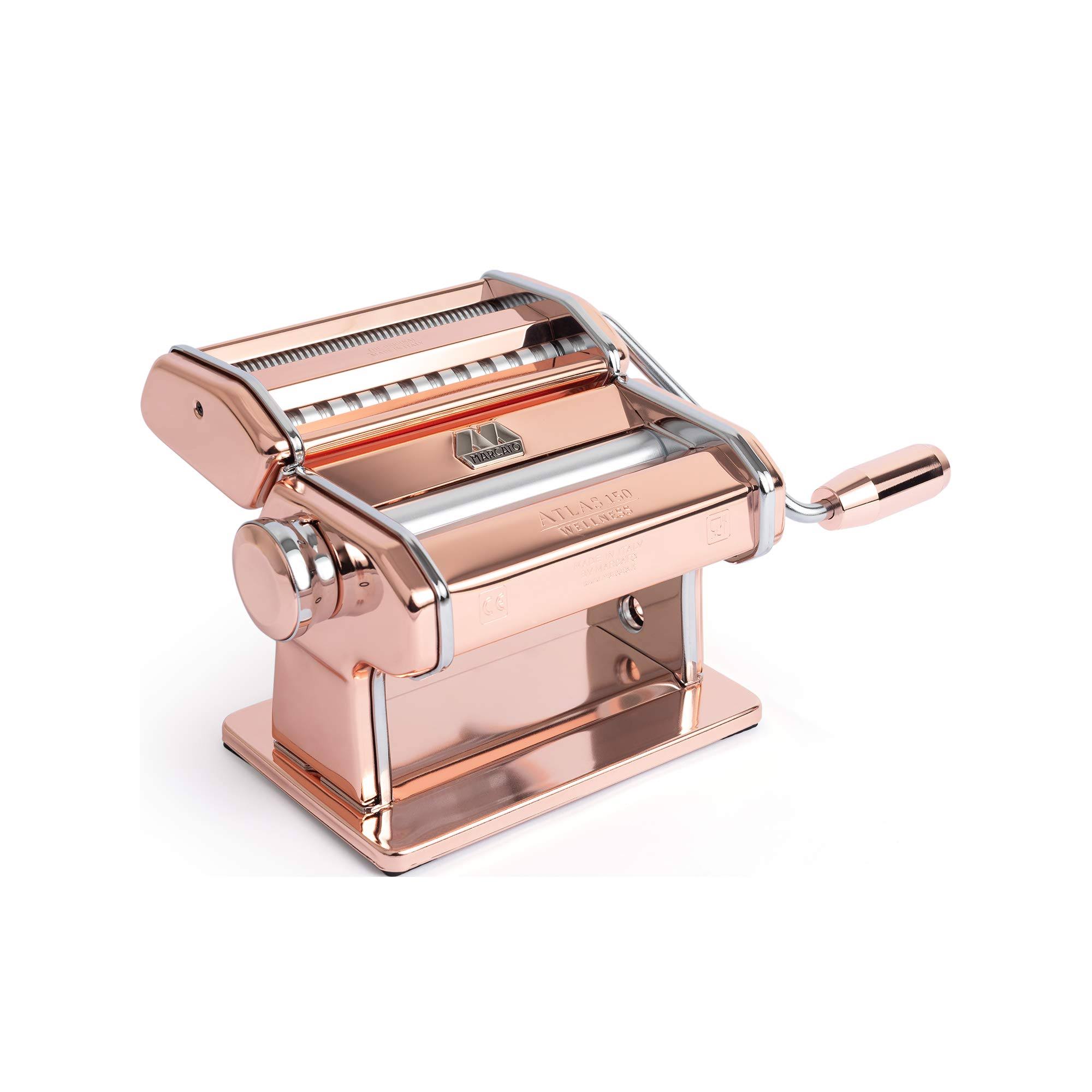 Marcato Atlas 150 Machine, Made in Italy, Includes Pasta Cutter, Hand Crank, and Instructions, 150mm, Copper