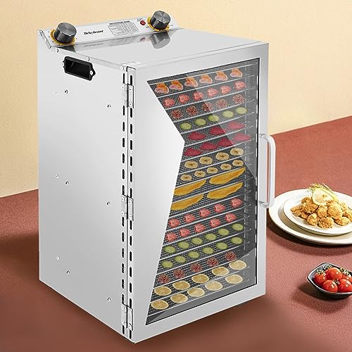Food Dehydrator 18-Tray Commercial Dehydrators Dryer Machine Dehydrator for Jerky Large-capacity Dehydrator 360°Dehydrator Machine for Jerky Herb Meat Beef Fruit Vegetables 600W