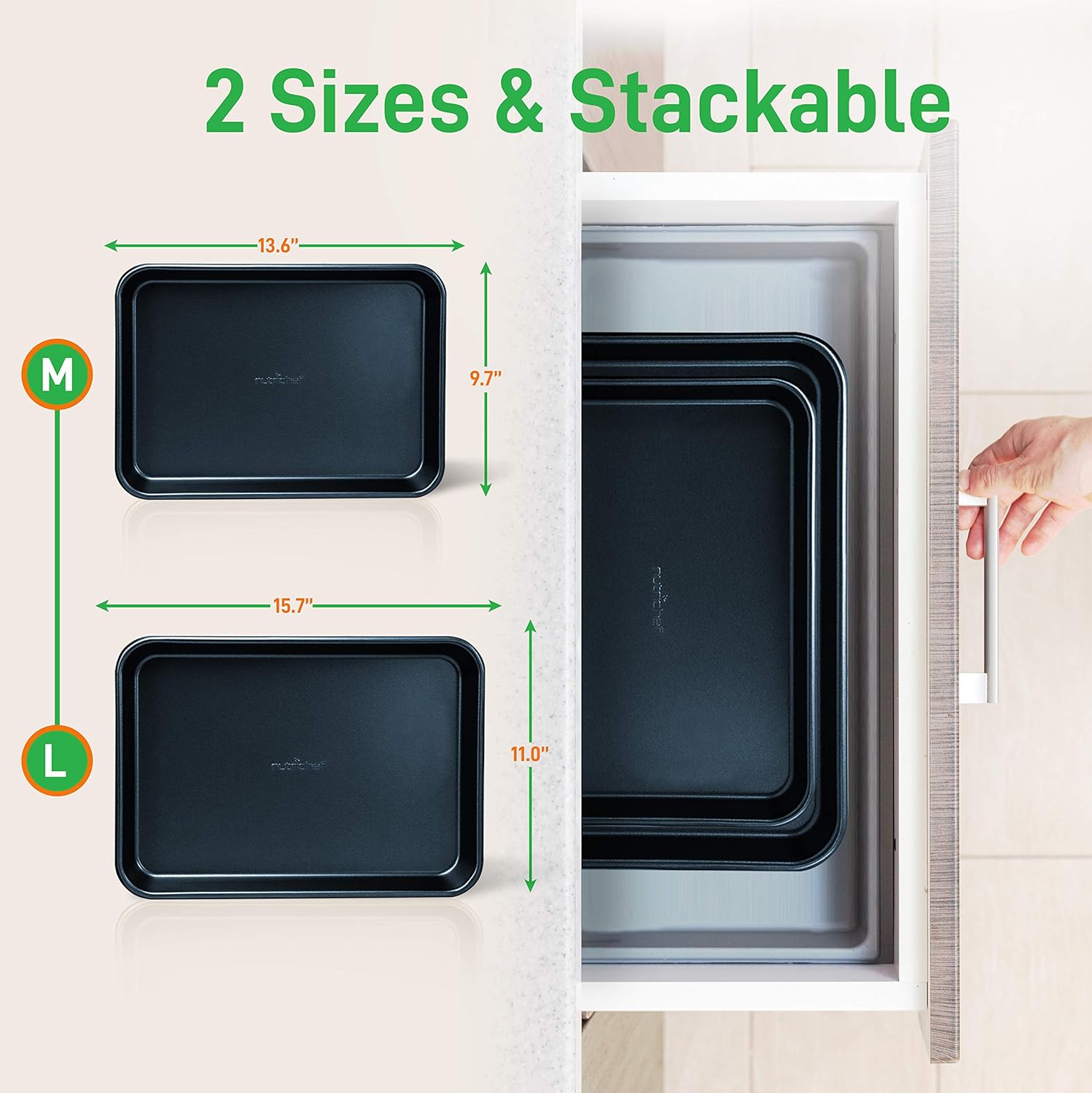 Nutrichef 11 Piece Nonstick Ceramic Cookware Set with Cookie Sheets