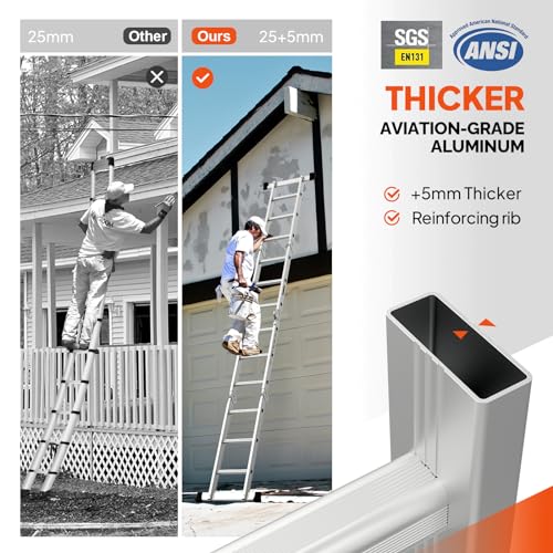 LUISLADDERS 15.5FT Folding Ladder Multi-Purpose Aluminium Extension 7 in 1 Step Heavy Duty Combination EN 131 Standard