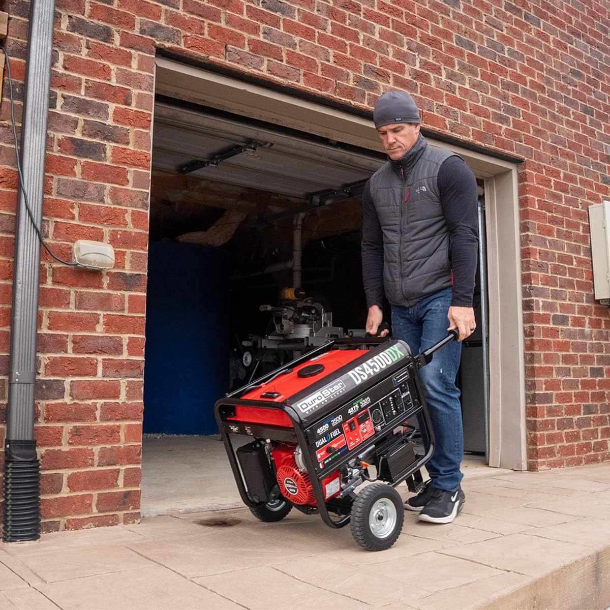DS4850EH Dual Fuel Portable Generator-4850 Watt Gas or Propane Powered Electric Start-Camping & RV Ready, 50 State Approved, Red/Black