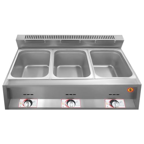 Commercial Deep Fryer 2/3 Pan LPG Gas Deep Fryer, 12/18L Stainless Steel Deep Fryer Portable Deep Fryer with Temperature Control, Countertop Deep Fryer Machine for Restaurant/Home