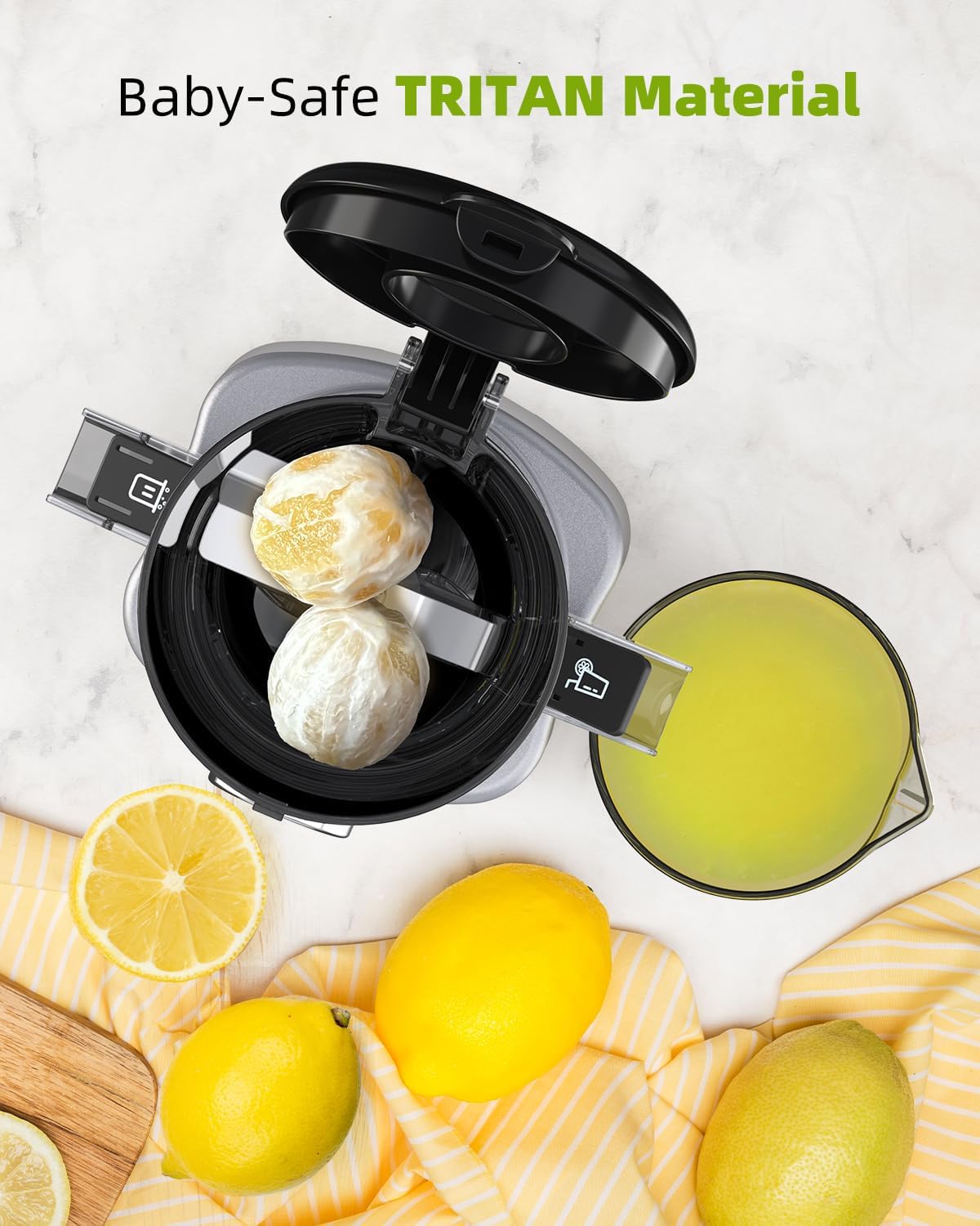 Juicer Machines, TUUMIIST Cold Press Juicer with 4.25'' Large Feed Chute Fit Whole Vegetable And Fruit, Masticating Juicer Easy To Clean, BPA Free(Silvery)