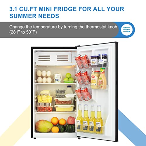 Frestec 3.1 CU' Mini Refregiator, Compact Refrigerator, Small Refrigerator with Freezer