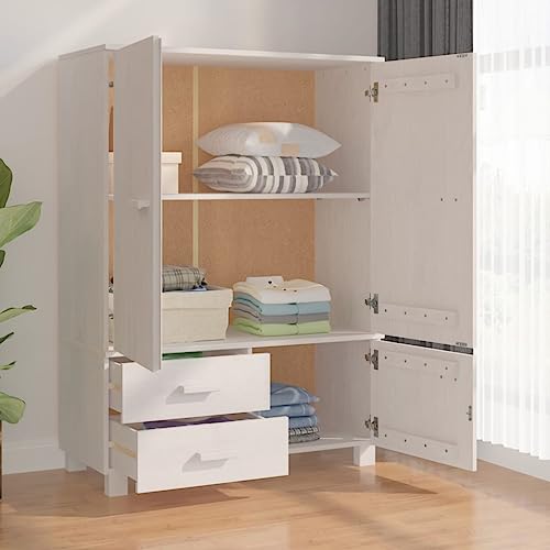 vidaXL Solid Pinewood Wardrobe Dark Gray with Ample Storage Space, Sturdy Construction and Smooth Sliding Drawers