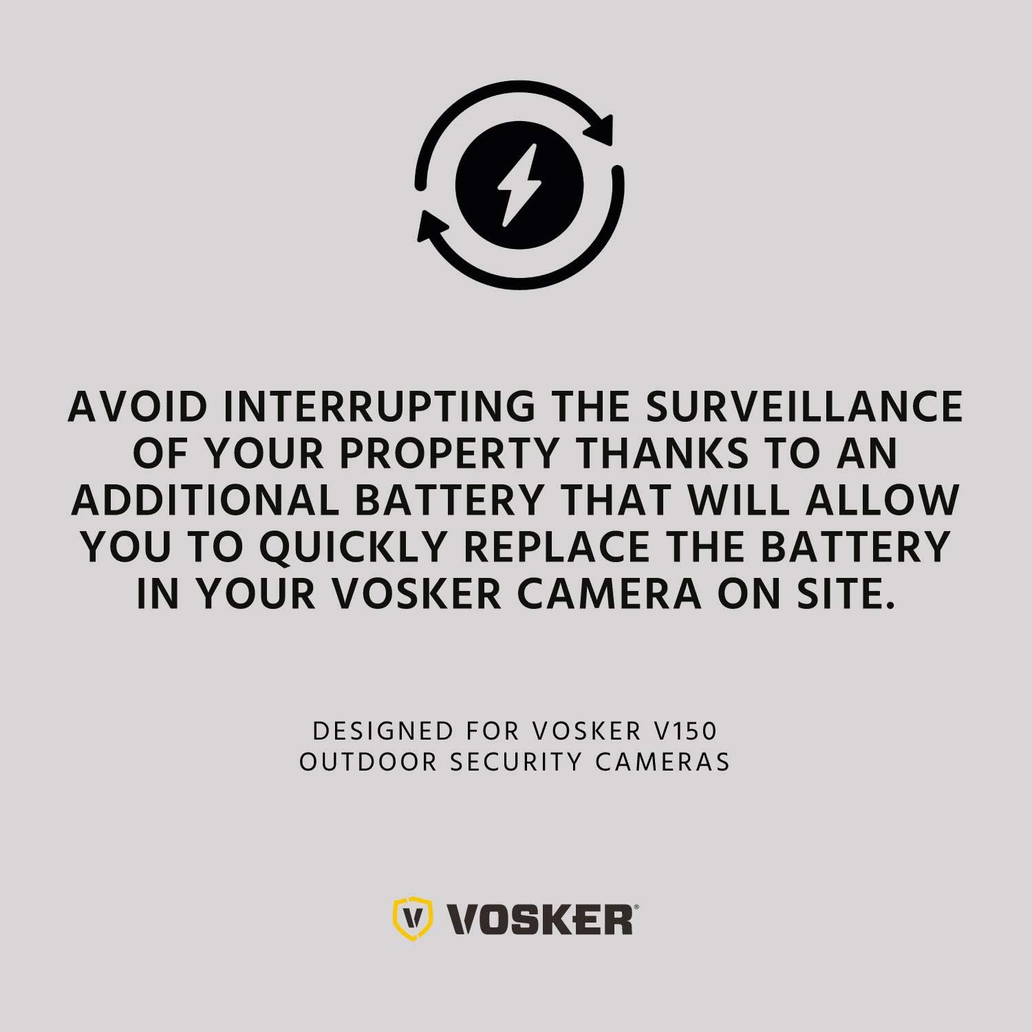 VOSKER Extra Rechargeable Lithium Battery Pack for V150 Mobile Security Camera, Long Lasting Lithium Battery, Fast Charge 10 000mAh Capacity, Weather Resistant