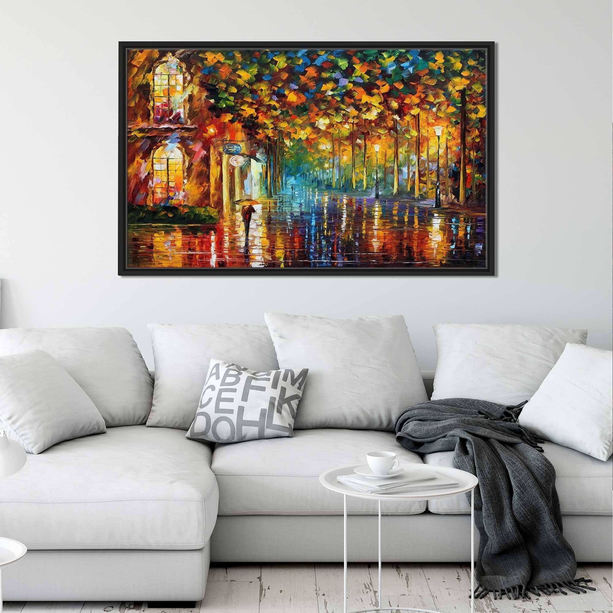 Late Stroll 2 & by Leonid Afremov Framed Oil Painting Print on Canvas - 33.5x22 x 21.5x22