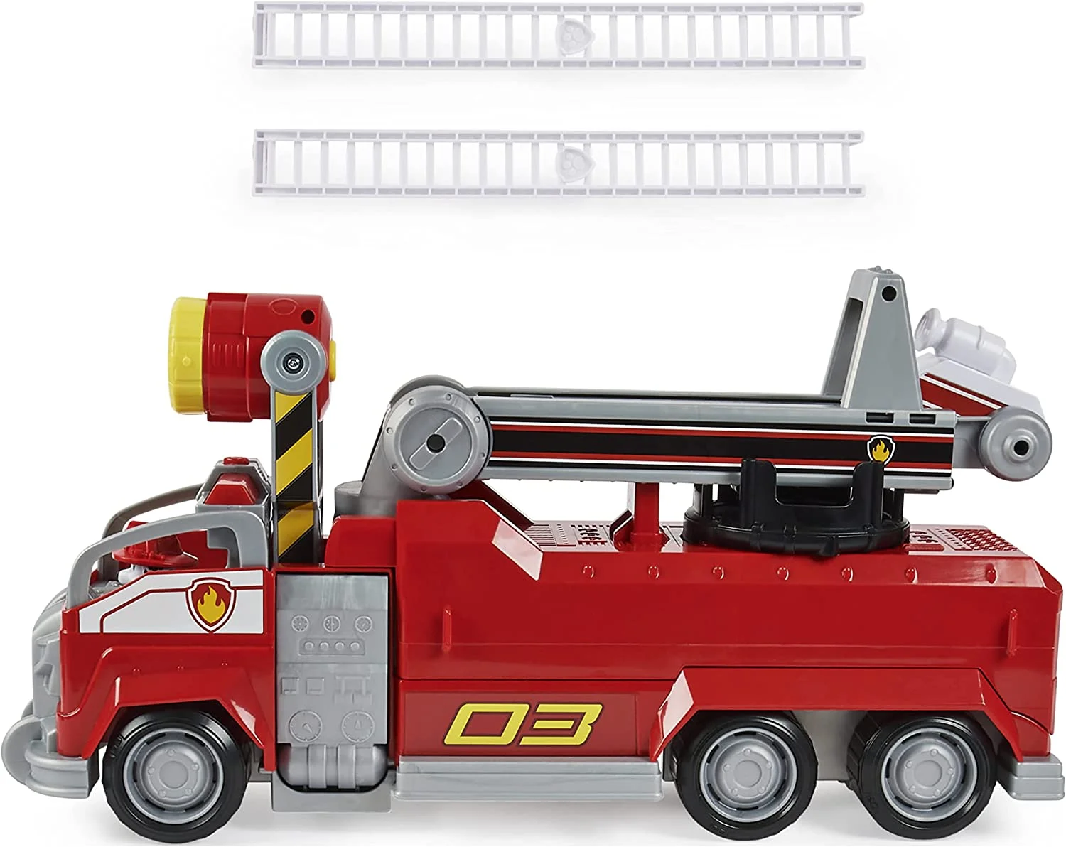 PAW Patrol, Marshalls Transforming Movie City Fire Truck with Extending Ladder, Lights, Sounds and Action Figure, Kids Toys for Ages 3 and up