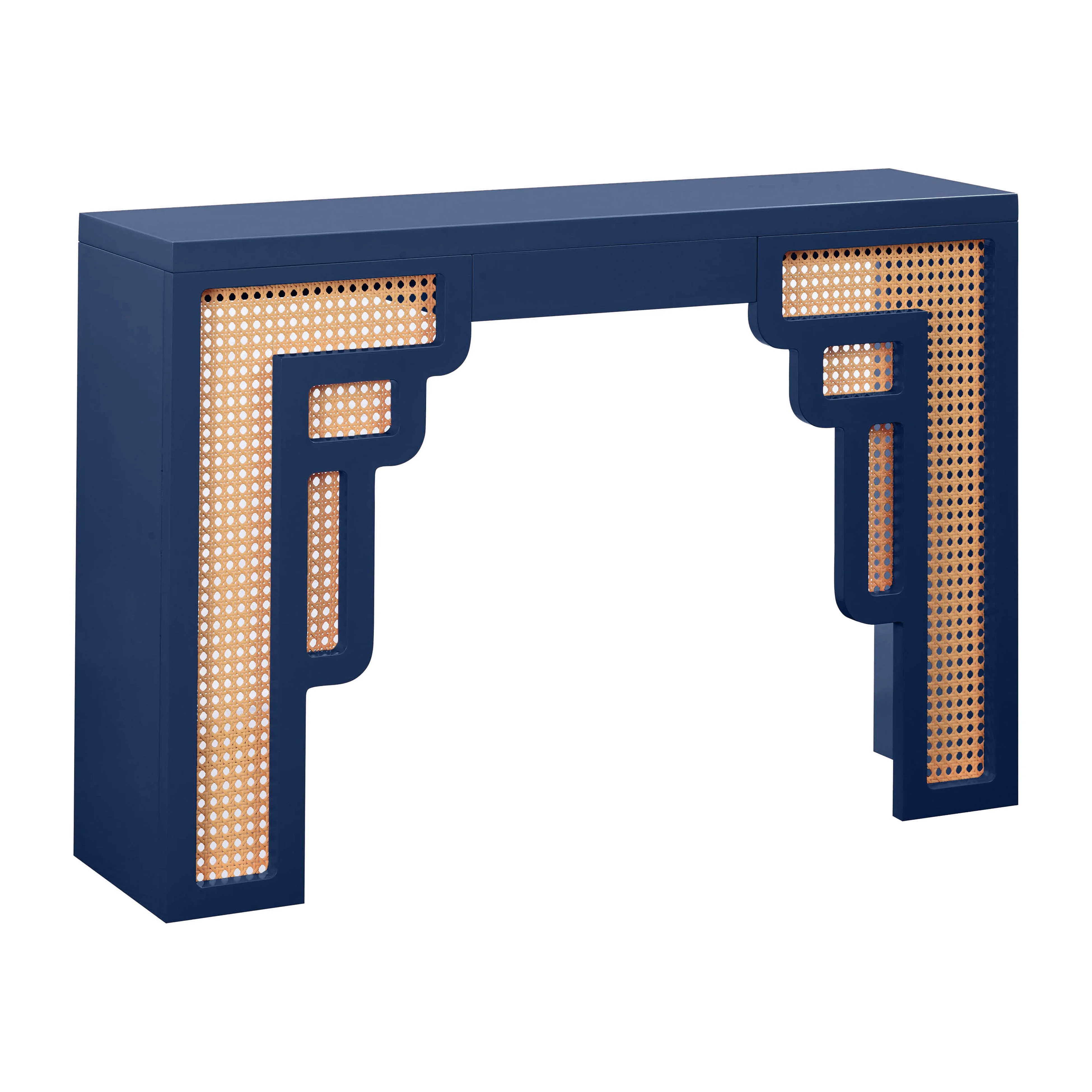 Suzie Navy & Rattan Console Table