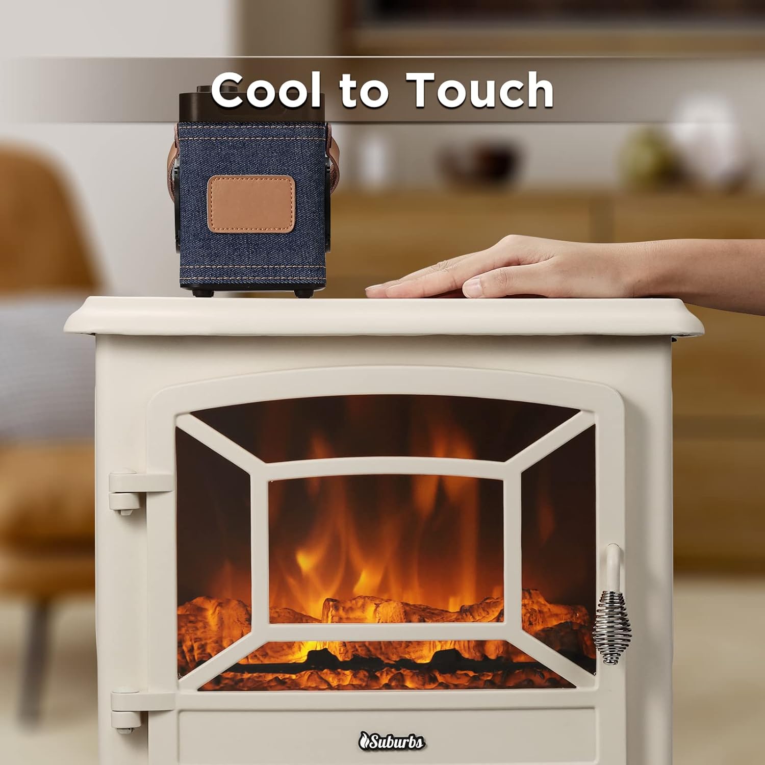 TURBRO Suburbs TS20 Electric Fireplace Infrared Heater, 20" Freestanding Stove with Realistic Dancing Flame Effect - CSA Certified - Overheating Safety Protection - Easy to Assemble - 1400W, Ivory