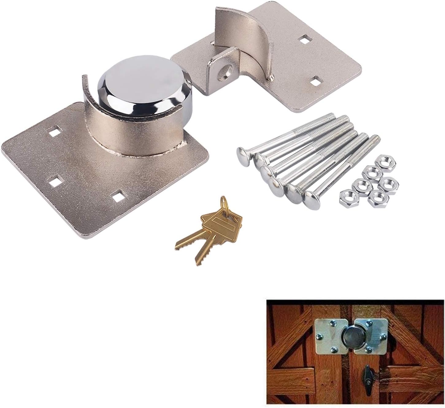 Hidden Shackle Van Door Lock - Cargo Van Lock Hasp High Security Hasp Padlock 1/2 X Garage Shed Barn Trailer RV Door Heavy Duty Steel Padlock and Hasp Set with Bolt