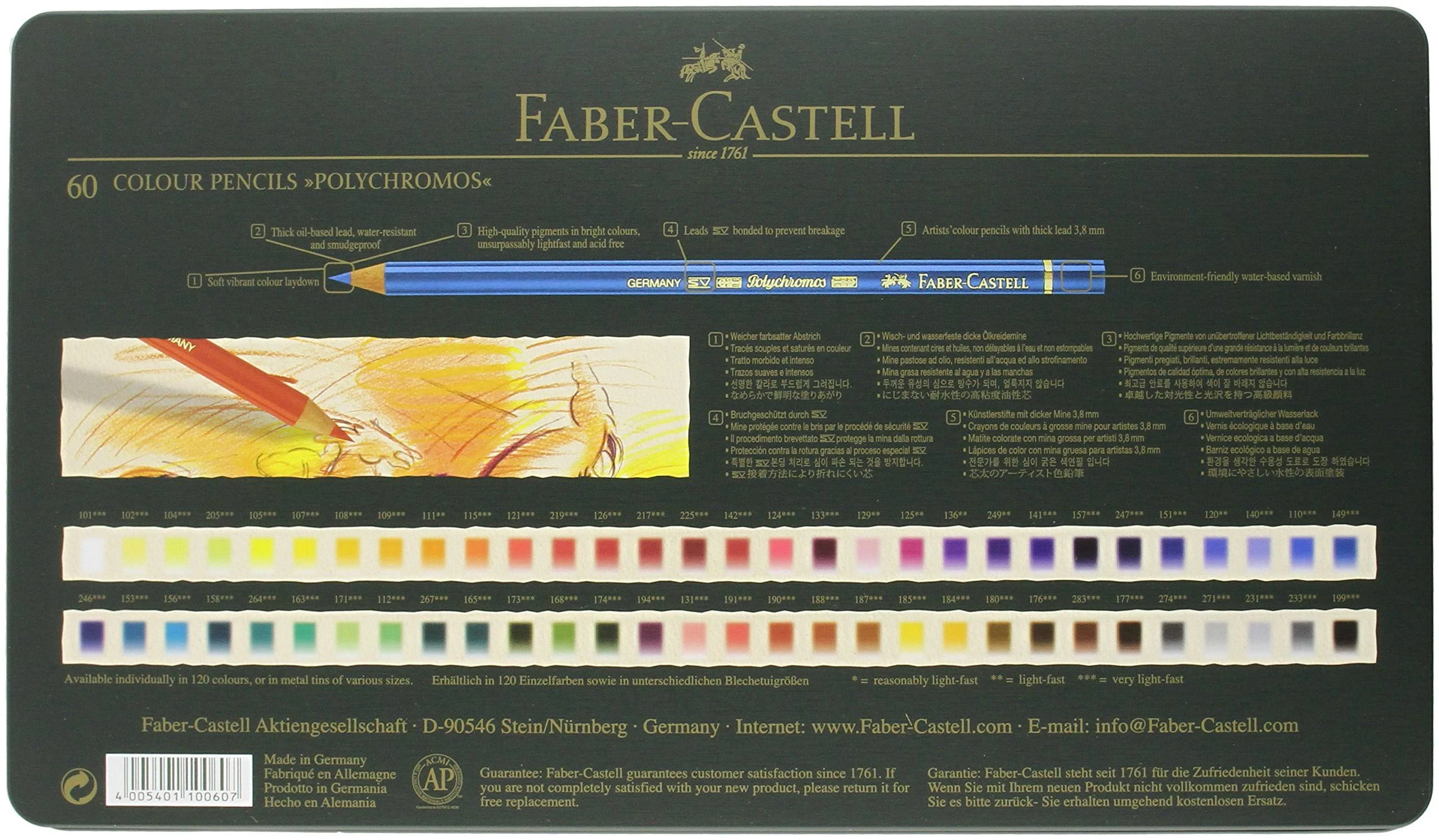 Faber-Castell Polychromos Colour Pencils Tin of 60