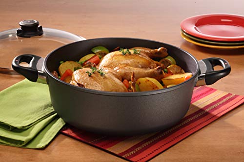 Swiss Diamond 11" (5.3 Qt) Braiser HD Nonstick Diamond Coated Aluminum Braiser, Includes Lid - Dishwasher Safe and Oven Safe Braiser, Grey