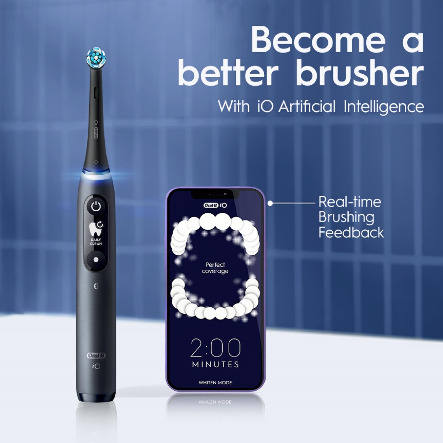 Oral-B iO Series 7 Electric Toothbrush with 5 Replacement Brush Heads, Black Onyx