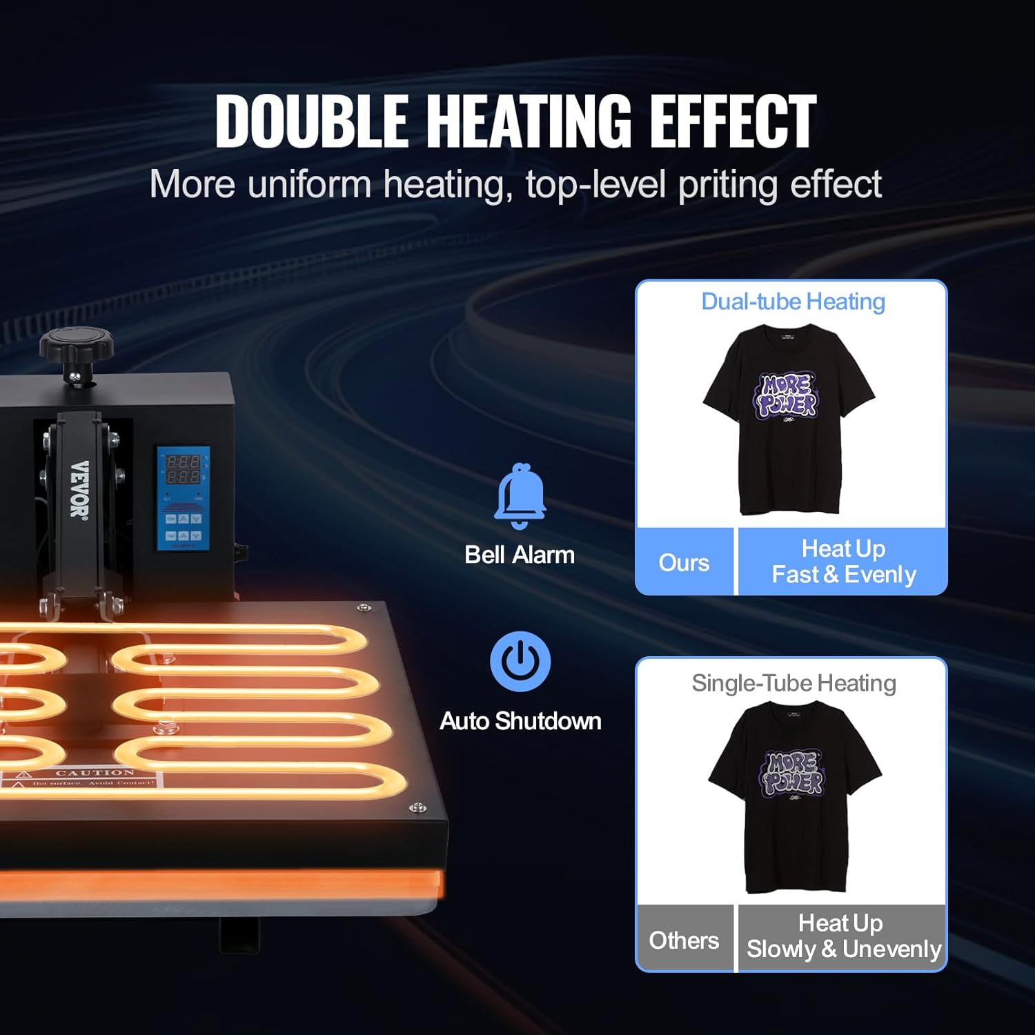 VEVOR Heat Press Machine, 16 x 20 in / 40 x 51 cm, Clamshell Sublimation Transfer Printer Teflon Coated, Digital Precise Heat Control, Silica-Gel Sponge Powerpress for T-Shirt Bag Pad Pillow
