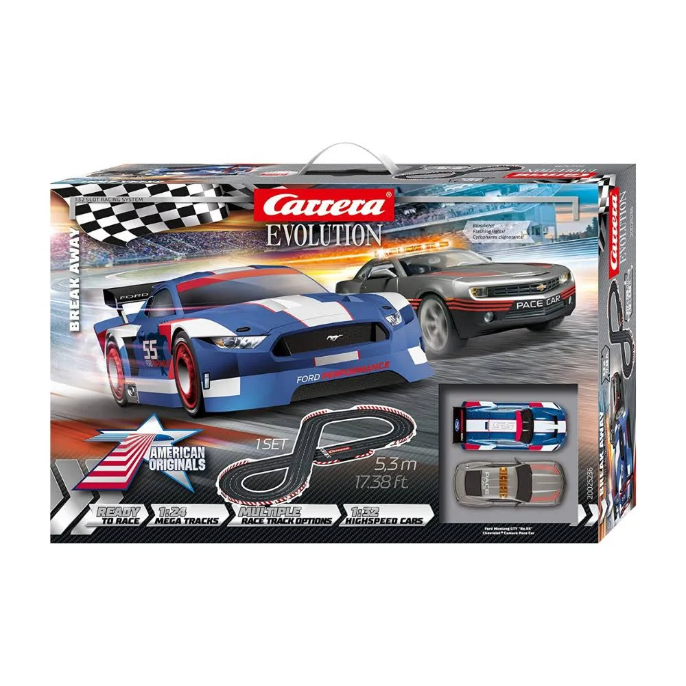 25236 Carrera Evolution Break Away 1:32 Analog Slot Car Racing Set
