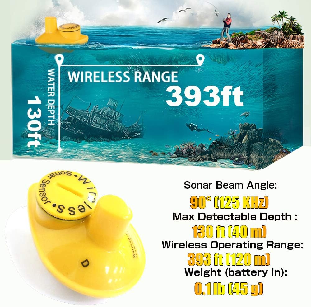 LUCKY Castable Wireless Fish Finder Kayak Portable Ice Fish Finders Handheld LCD Display Depth Finder Boat Pack of 2