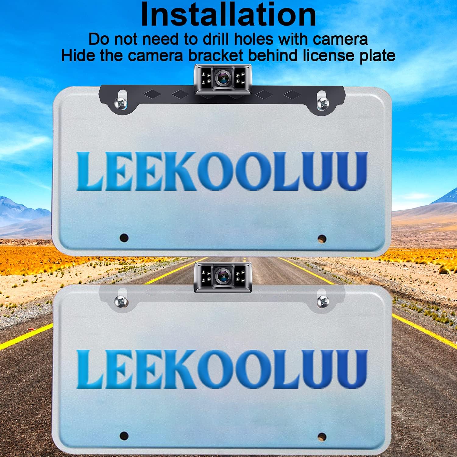 Rear View Mirror Camera for Cars,SUVs,Trucks HD 1080P with 4.3'' Mirror Backup Camera Monitor Wired Kit One Wire Plug and Play System IP69 Waterproof DIY Grid Lines LeeKooLuu LK1