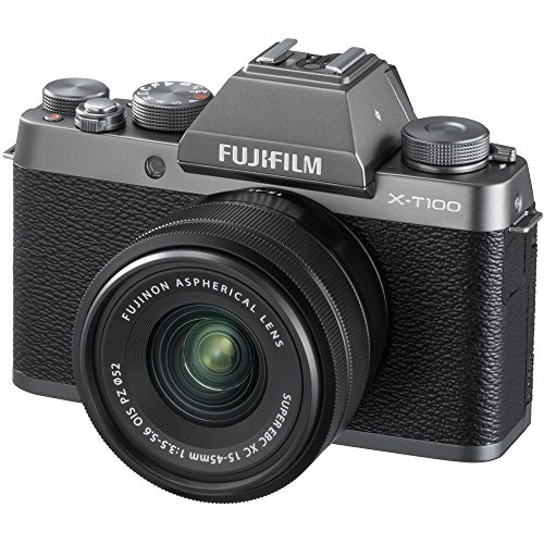 Fujifilm X-T100 Mirrorless Digital Camera w/XC15-45mmF3.5-5.6 OIS PZ Lens - Dark Silver