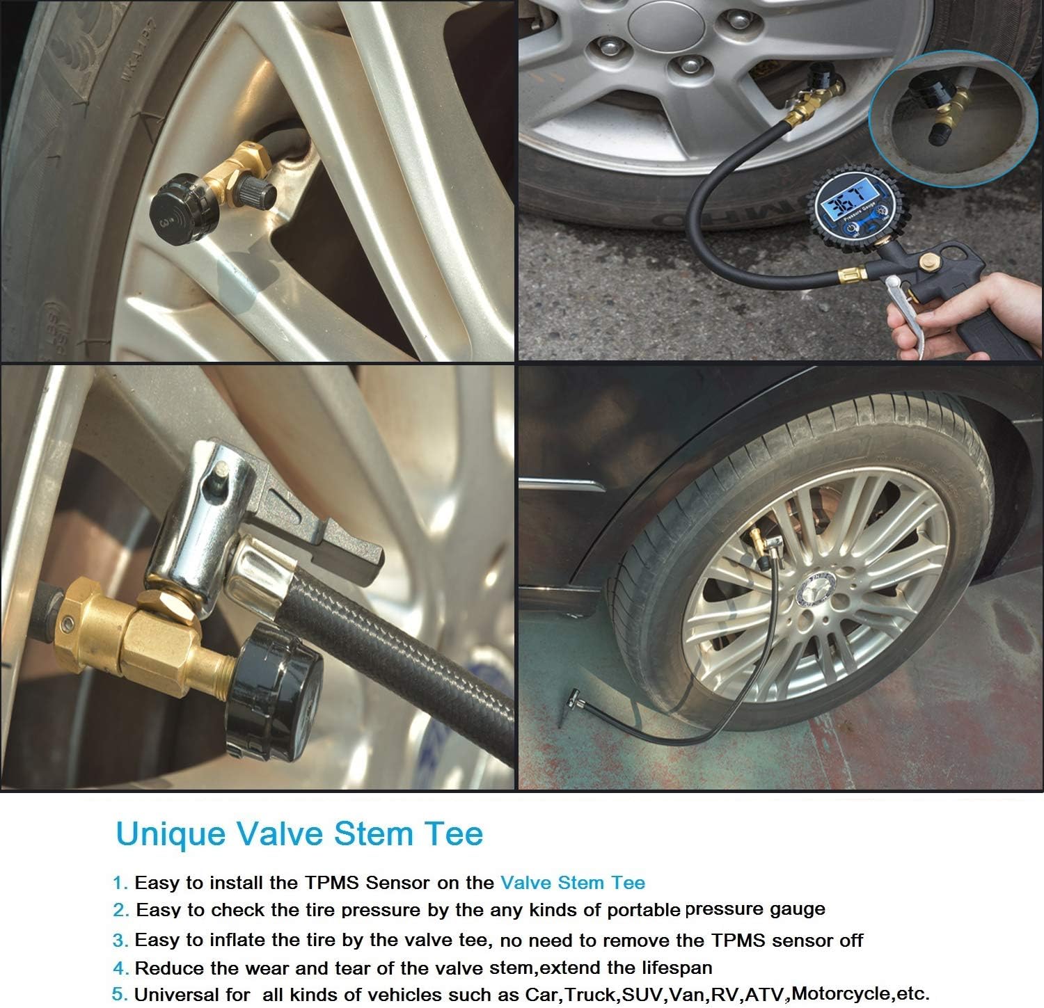 INFITARY RV TPMS Tire Pressure Monitoring System Truck Trailer Real Time Monitor Tire Pressure Temperature Air Leakage Battery Auto Alarm 6 Anti-Theft External Cap Sensor for 4-6 Tires' Car Pickup Tow